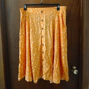 BNWT Torrid 1x Yellow&white A-line Midi Skirt with Pocket & Buttons Orig. $55.50